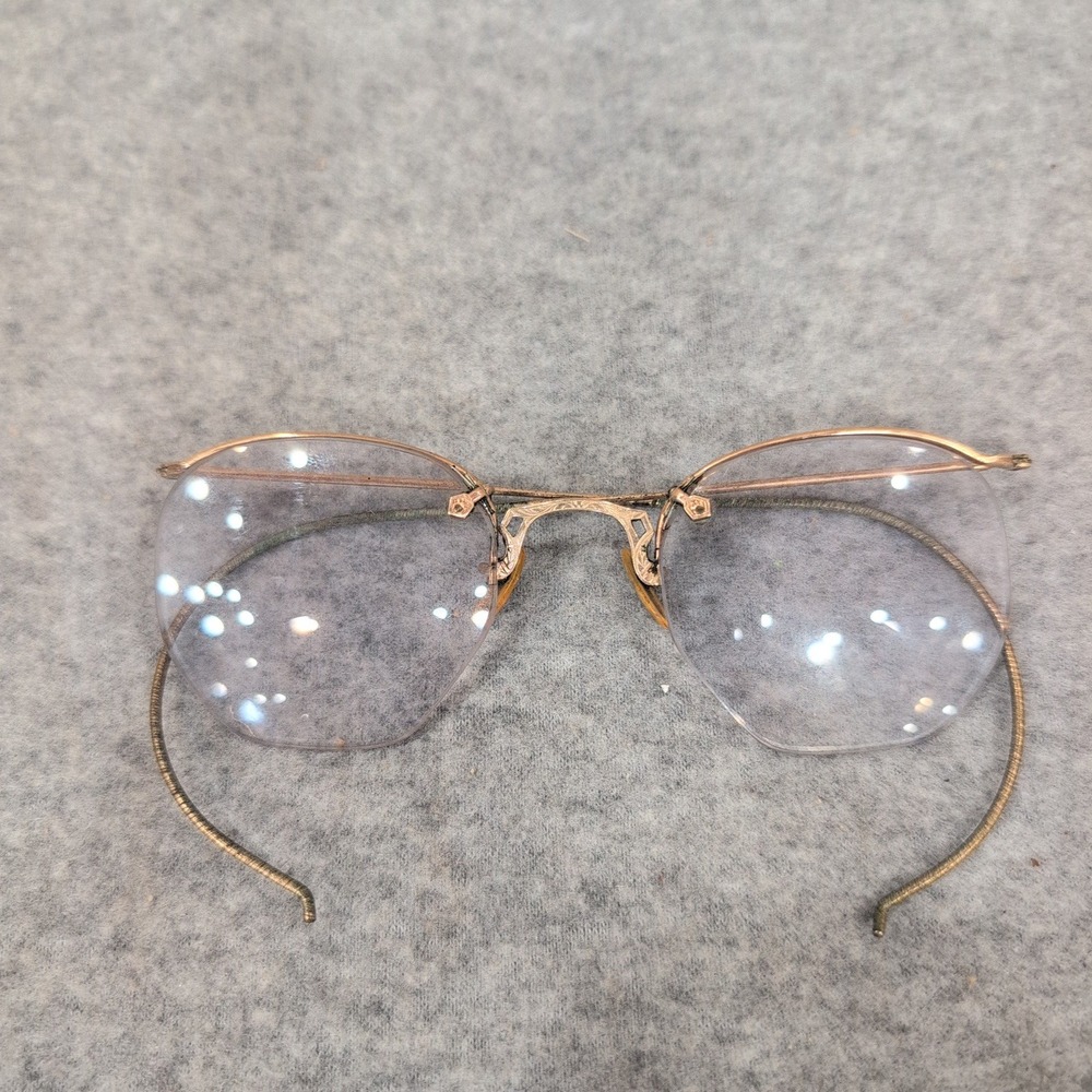 Vintage Rimless Engraved Gold Tone Eyeglass Frames Cable Temples Retro Smalls 1 - Picture 2 of 5